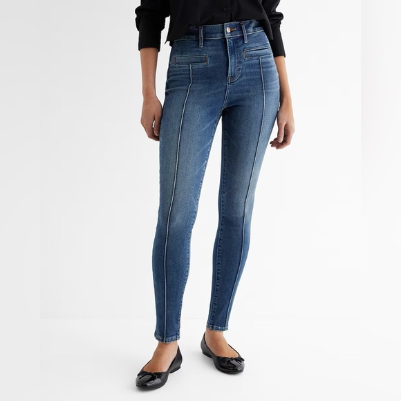 Express Denim - Express Super High Rise Front Seam Skinny Jeans, Size 8